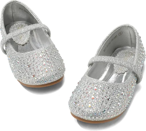Miniatura 10 de DREAM PAIRS Zapatos planos Mary Jane con diamantes de imitación para niñas