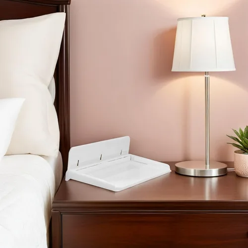 Miniatura 9 de UPKOCH Estante flotante plegable para pared, no se pega en la bandeja organizadora de la mesita de noche, estantes pequeños plegables