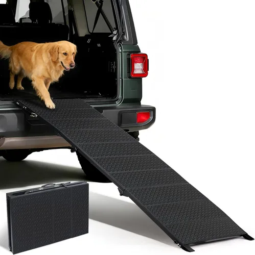 Rampa extra larga de 71 pulgadas para perros grandes, marco de metal resistente para vehículos utilitarios deportivos, camiones y automóviles,