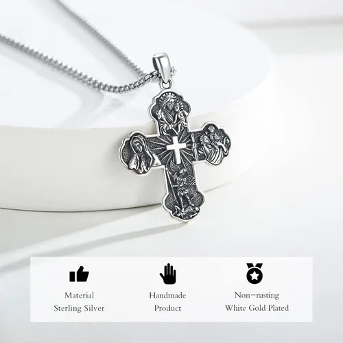 Miniatura 4 de Regalos de Navidad para hombres y mujeres, San MiguelSan CristóbalSan SebastiánGuadalupeÁngel de la GuardaSanta MuerteJudasJosé Collar con colgante