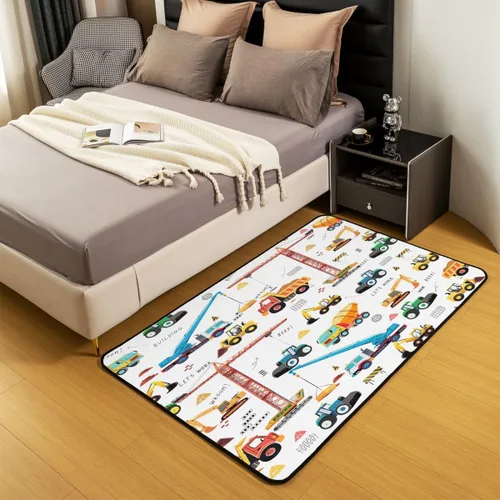Miniatura 3 de Alfombra de área de excavadora de 3 x 5 pies, alfombra para camiones de maquinaria tractora, alfombra de vehículo de construcción para niños