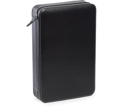 Miniatura 2 de Bey Berk - Estuche de viaje de piel negra para dos relojes y dos lentes, Negro