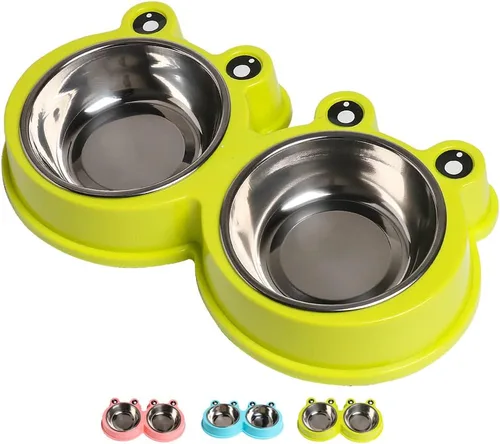 Miniatura 8 de Cuencos de acero inoxidable para mascotas, cuencos dobles para alimentos y agua para perros, gatos y conejos, comedero antideslizante para mascotas