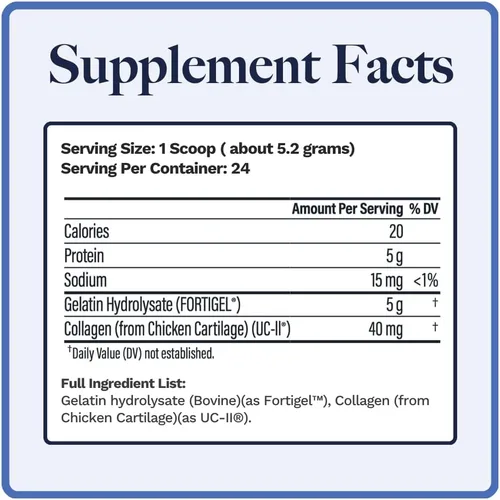 Miniatura 2 de Utzy Naturals UC-II + Fortigel - Polvo de apoyo para las articulaciones, dos formas de colágeno clínicamente estudiadas en una cucharada, sin sabor