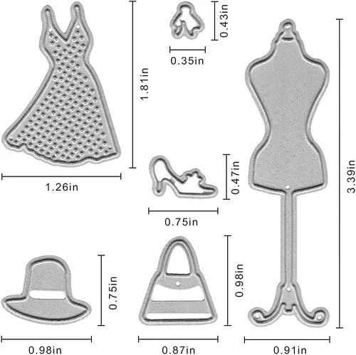 Miniatura 3 de Perchero de metal para ropa, troqueles de corte para vestidos, bolsa de tapa de falda, plantillas en relieve, molde de plantilla para álbumes de Niña