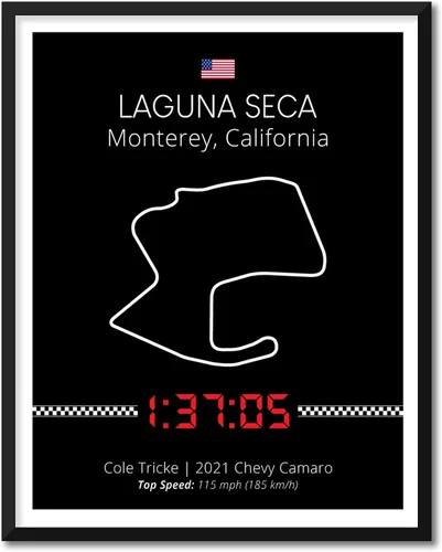 Miniatura 2 de Póster personalizable para pista de carreras, impresión personalizable hecha a mano, estilo 1, impresión metálica negra de 8 x 10 pulgadas