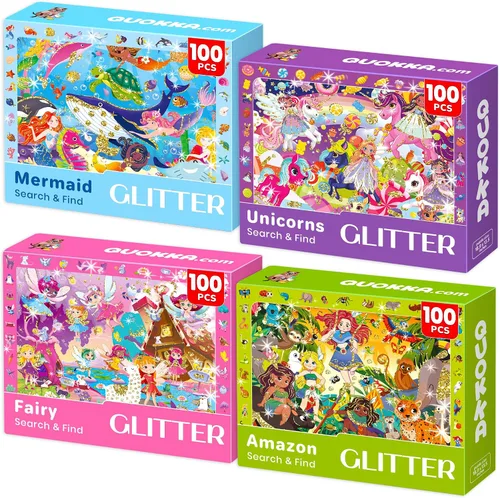 Miniatura 11 de QUOKKA Rompecabezas de 100 piezas para niños de 4 a 6 años - 3 rompecabezas de piso para niños pequeños de 3 a 5 años - Juguete para aprender