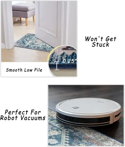 Miniatura 6 de vivorug Alfombra de pasillo azul de 2 x 10 pulgadas, lavable a máquina, con parte trasera antideslizante, ideal para cocina, pasillo, entrada, Azul