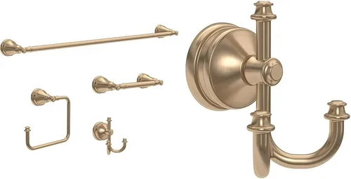 Delta MYN64-CZ Mylan - Kit de accesorios de baño de 4 piezas y gancho para toallas MYN35-CZ en bronce champán