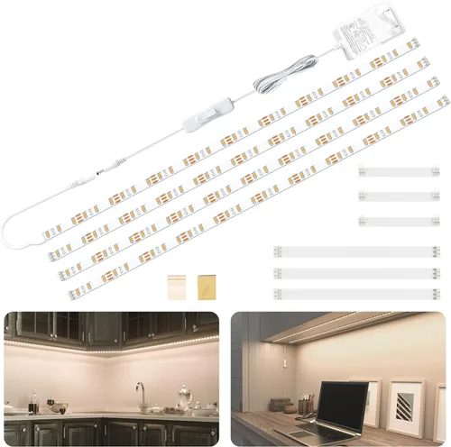Miniatura 12 de WOBANE Kit de iluminación para debajo del gabinete, 8 barras de luz LED de 12 pulgadas, luces debajo de la encimera para cocina, armario, Blanco