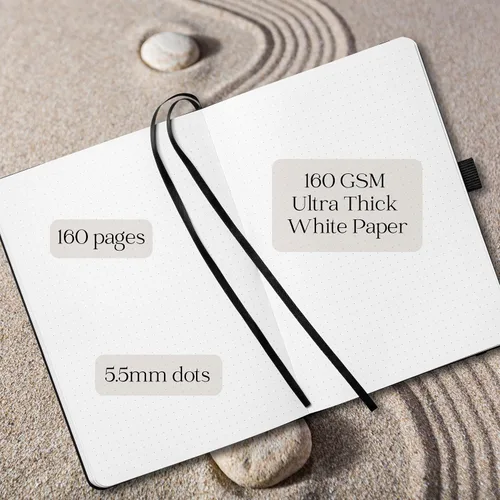 Miniatura 8 de Diario de cuadrícula de puntos: cubierta de lámina dorada de loto de yoga, 160 páginas, cuaderno de tapa dura plano con marcador de cinta, cierre