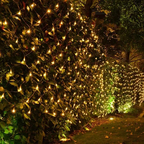 Miniatura 5 de kemooie 198 luces LED de red de Navidad, 9.8 pies x 6.6 pies, luces de malla enchufables, conectables, 8 modos de parpadeo, luces de cadena