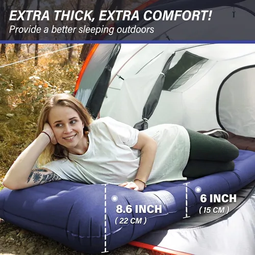 Miniatura 2 de TOBTOS Colchoneta inflable para acampar con almohada, almohadilla de dormir ultraligera gruesa de 6 pulgadas con bomba incorporada, alfombrilla