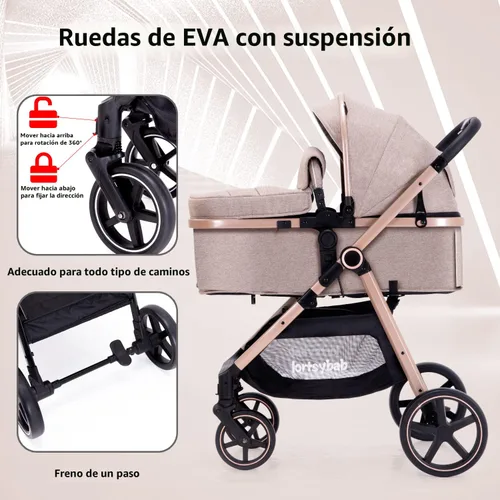 Miniatura 5 de Lortsybab Cochecito de bebé 2 en 1 - Cochecito plegable infantil para recién nacidos con asiento reversible - Cochecitos para niños pequeños de 0 a