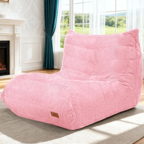 Miniatura 47 de Puf para adultos, silla puf grande, sillón con relleno de espuma viscoelástica para el hogar, apartamento o sala de juegos, gris afelpado Felpa gris