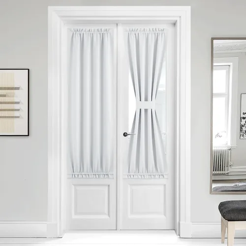 Miniatura 252 de NICETOWN Cortinas opacas unicolor con aislamiento térmico para puerta francesa, granja, oscurecimiento de habitación, puertas y ventanas de Marrón