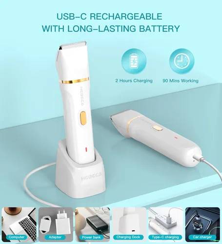 Miniatura 7 de HEBECA Recortadora de bikini para mujer, maquinilla de afeitar eléctrica 3 en 1 para mujeres con recortadores faciales y afeitadora íntima