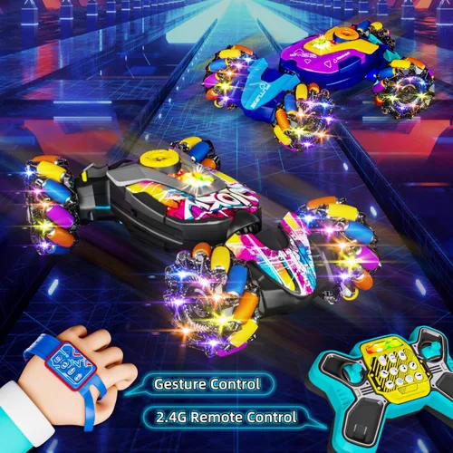 Miniatura 3 de Autos RC, Auto de Acrobacias RC con Detección de Gestos con Luz y Música, Operación de Comando Personalizada, 4WD, Conducción de 45°, Rotación