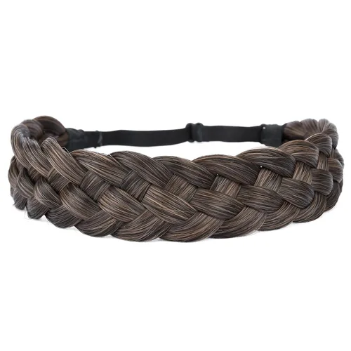 Miniatura 13 de Diadema clásica de cabello sintético trenzado de 5 hebras, trenzas gruesas y anchas, extensión de cabello con elástico para mujeres y niñas
