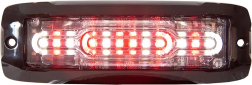 Buyers Products 8890307 Luz estroboscópica LED ultra fina de 5 pulgadas, de doble color, rojo/transparente, 12 LED, carcasa de aluminio, luz