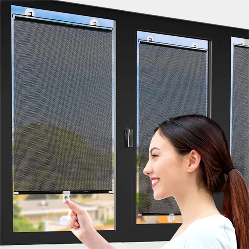 Cortina retráctil con ventosa, parasol enrollable retráctil para ventana, protector solar telescópico con aislamiento UV para ventana de coche, casa