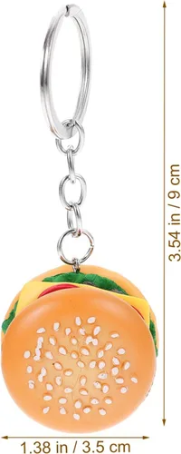 Miniatura 7 de jojofuny 4 llaveros de hamburguesa 3D con colgante de hamburguesa con queso, llavero de simulación de alimentos, para bolsas de puré, para recuerdos