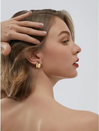 Miniatura 7 de Aretes de aro chapados en oro de 14 quilates, pequeños aros cuadrados para mujer, aretes minimalistas lindos para mujeres y niñas, regalo de oro