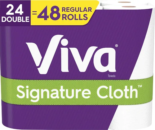 Viva Toallas de papel suaves y fuertes, color blanco, 4 paquetes de 6 rollos dobles (24 rollos dobles en total)