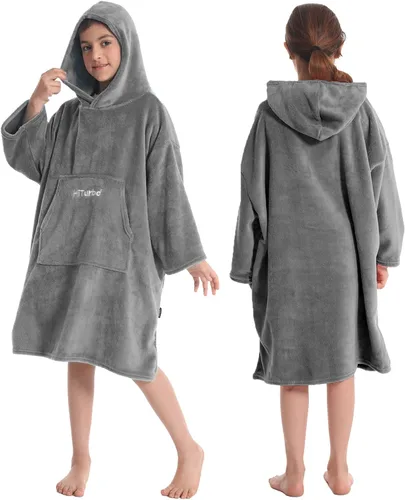 Miniatura 9 de Hiturbo Bata de Cambio para Niños: Manta Suave y Acolchada Portátil - Sudadera Cálida de Forro Polar Coral - Poncho para Nadar y Surfear para Niños