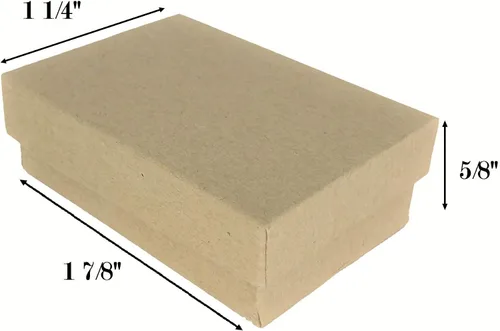 Miniatura 3 de 888 Display - Caja de 100 cajas de 1 78" x 1 14" 58" Kraft marrón mate acabado cajas de joyería rellenas de algodón
