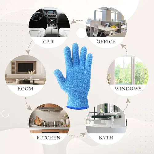 Miniatura 4 de Guantes de microfibra para quitar polvo de plantas de Evridwear reutilizables, guante de limpieza de hojas para plantas de interior, persianas, Azul