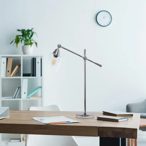 Miniatura 3 de Elegant Designs LD1030-CHR - Lámpara de mesa moderna con brazo inclinable industrial de 28 pulgadas, cromada