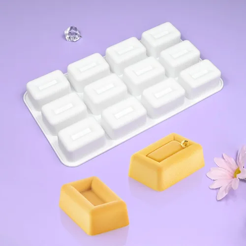 Miniatura 5 de mostsom Moldes de silicona para mousse de 12 cavidades, forma rectangular 3D, para chocolate, trufa, mousse, pastel, postre, moldes para hornear
