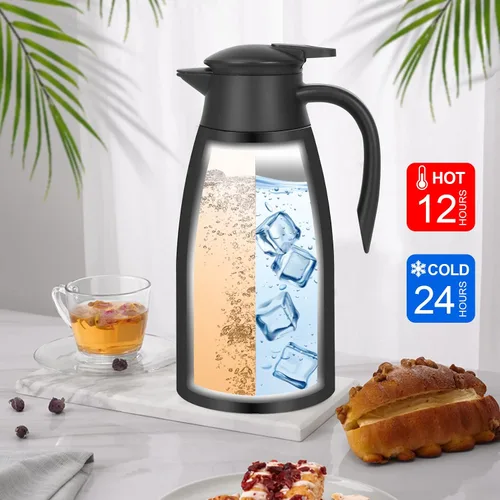 Miniatura 3 de Jarra térmica de café de 70 onzas, termo de café aislado de acero inoxidable, jarras de café al vacío para mantener el calor, botella de vacío