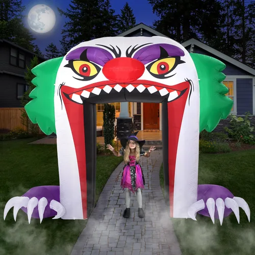 Miniatura 6 de ZPISF - Arco inflable gigante de payaso de 10 pies de Halloween, decoraciones inflables de Halloween para exteriores, decoraciones de arco