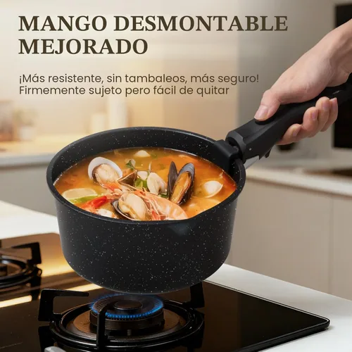 Miniatura 6 de KIKCOIN Juego de 20 Piezas de Ollas y Sartenes Antiadherentes, Juegos de Utensilios de Cocina Antiadherentes con Mango Desmontable, No Tóxico, Juego