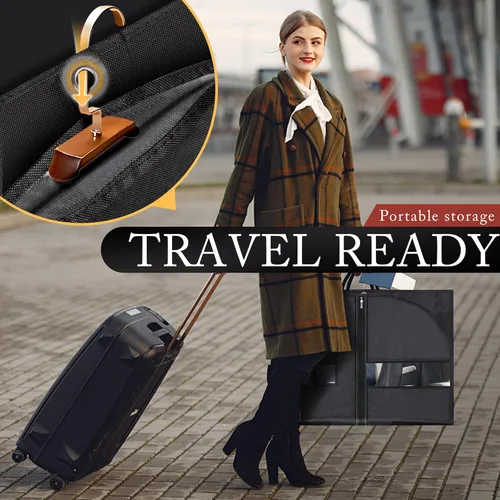 Miniatura 3 de Hleelomi Paquete de 5 bolsas de traje de 40 pulgadas para viajes y almacenamiento, bolsas de ropa para colgar ropa con cremallera y ventana Negro