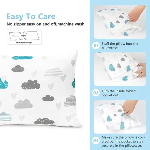 Miniatura 5 de TILLYOU Paquete de 2 fundas de almohada para niños pequeños con cierre de sobre, microfibra suave y sedosa de 13 x 18 pulgadas, fundas de almohada