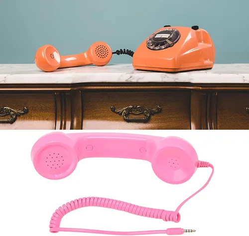 Miniatura 4 de Teléfono vintage, receptor de teléfono celular de mano con enchufe de sonido de 0.138 in, teléfono móvil a prueba de radiación para computadoras