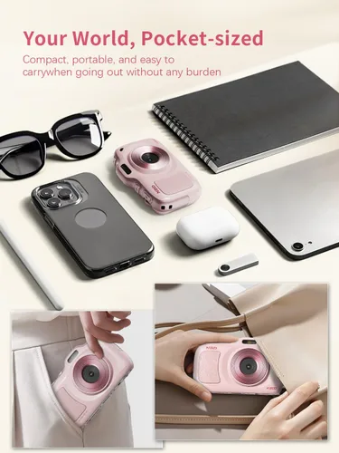 Miniatura 9 de Cámara digital True 64MP 4K - Zoom 16X de enfoque automático, con modo belleza y macro, tarjeta TF de 32GB, cámaras de videoblogs compactas y Rosa