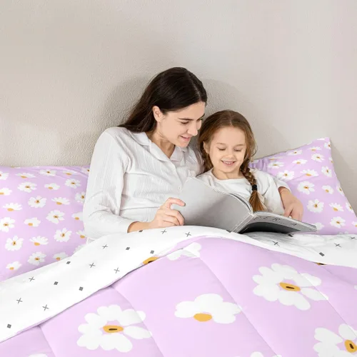 Miniatura 3 de Castle Fairy Daisy Florals Comforter Set Twin Size,Hippie Flowers Bedding Set,Kids Boys Adults Bedroom Decor,70s Retro Floral Super Soft Duvet