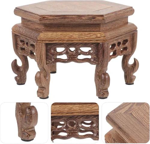 Miniatura 5 de Didiseaon Taburete de madera para plantas, soporte de exhibición chino, soporte retro para maceta, estante decorativo para jardinera, estante