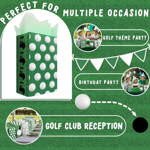 Miniatura 4 de Bolsas de regalo para fiesta de golf Outego – 24 piezas de bolsas de regalo de golf con 5 diseños, bolsas de papel para golosinas para decoraciones