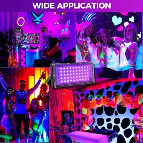 Miniatura 6 de 50W luces negras LED para fiesta brillante, IP65 impermeable luz negra UV reflector 395nm foco de luz negra púrpura lámpara de luz UV fluorescente