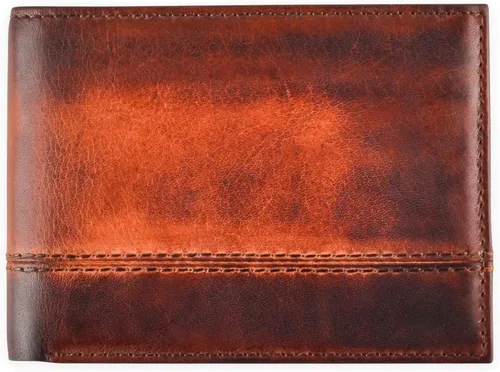 BULL GUARD Cartera de cuero Rfid Los respetados caballeros plegables delgadas para hombres Bloqueo RFID seguro de viaje Cartera de cuero de grano