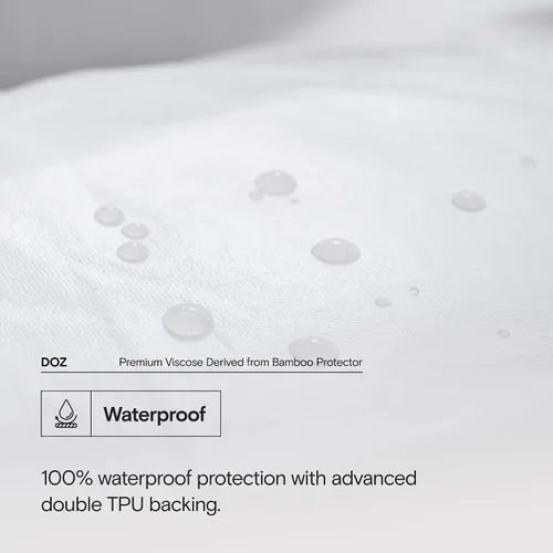 Miniatura 2 de DOZ - Protector de colchón, 100% viscosa derivada de la superficie de bambú, funda de colchón de tela de aire 3D, 100% impermeable, ultra suave, sin