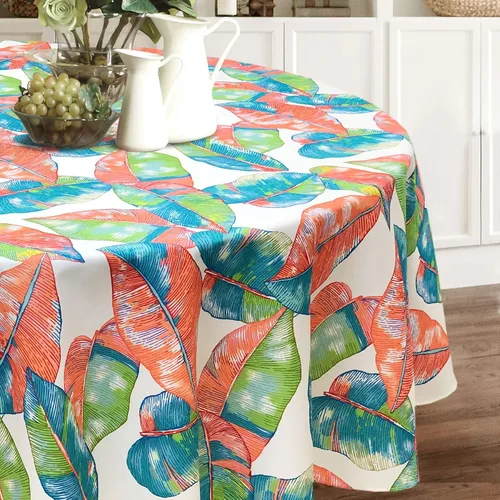 CAIT CHAPMAN HOME COLLECTION Mantel de tela con cuentas para primavera y verano, fácil cuidado, resistente a las manchas (70 pulgadas, redondo,