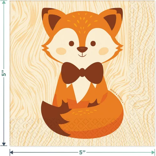 Miniatura 4 de Woodland Animal Fox Party Pack - Platos de postre de papel, servilletas para bebidas, recortes colgantes y juego de cubierta de mesa (sirve 16)