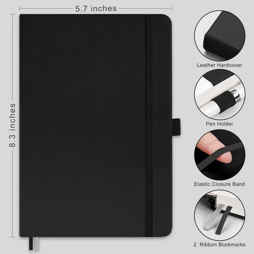 Miniatura 2 de RETTACY Cuaderno rayado, paquete de 2, 192 páginas numeradas por paquete, tamaño mediano A5 (5.7 x 8.3 pulgadas), para hombres y mujeres, escritura
