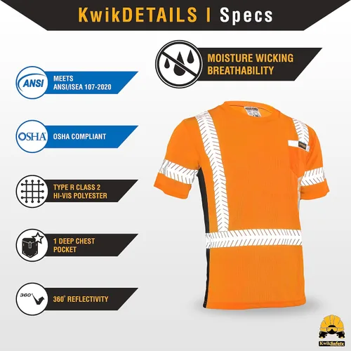 Miniatura 6 de KwikSafety - Charlotte, NC - Camisa de seguridad de manga corta para hombre renacentista [cinta reflectante de espina de pescado] Clase 2 ANSI OSHA